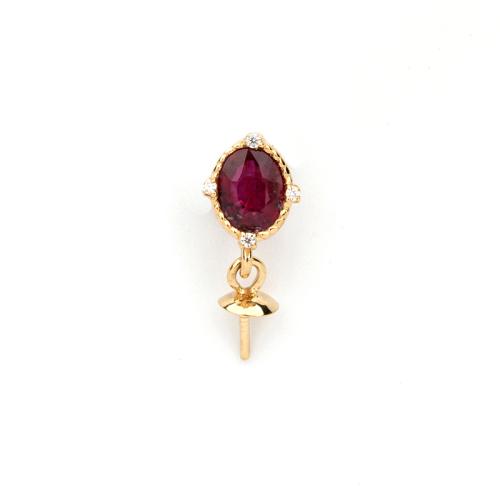 18K Gold Peg Bail with Ruby DIY & micro pave cubic zirconia Sold By PC