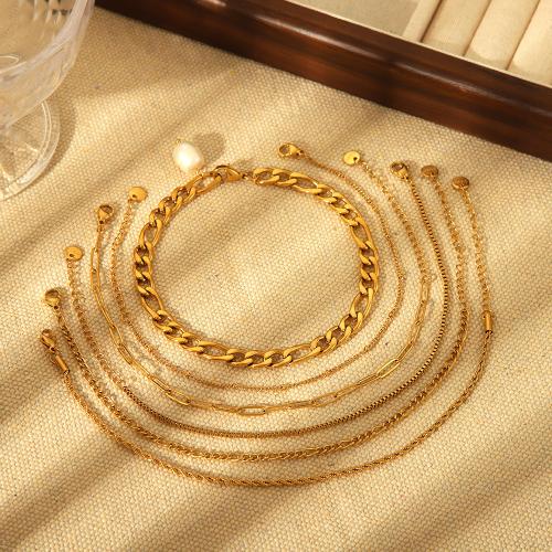 Stainless Steel Anklet 304 Stainless Steel 18K gold plated fashion jewelry & for woman golden Sold By PC