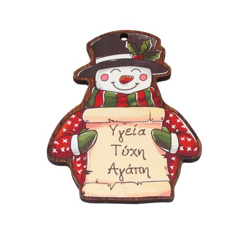 Wood Pendants Snowman printing Christmas Design & DIY Approx 3.5mm Sold By PC