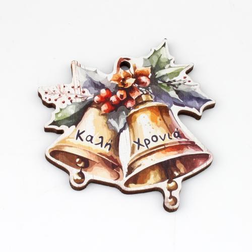 Wood Pendants Christmas Bell printing DIY Approx 3.5mm Sold By PC