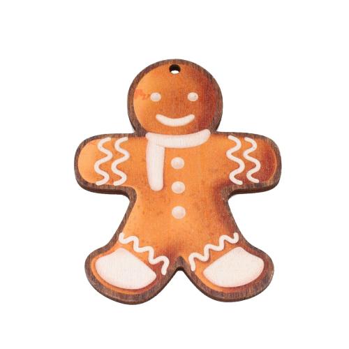 Houten hangers, Hout, Gingerbread Man, het drukken, DIY, 69x91x3.50mm, Gat:Ca 3.5mm, Verkocht door PC