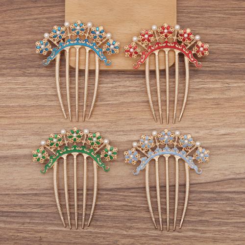 Decorative Hair Combs Zinc Alloy with Plastic Pearl plated DIY & enamel nickel lead & cadmium free Sold By PC