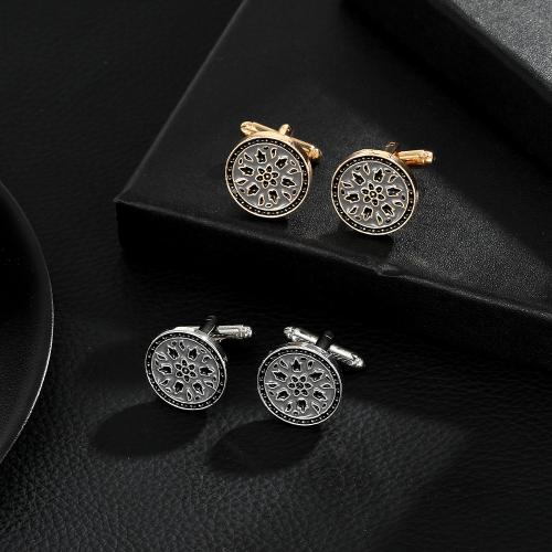 Cufflinks Zinc Alloy Round plated for man & enamel mixed colors nickel lead & cadmium free Sold By Pair