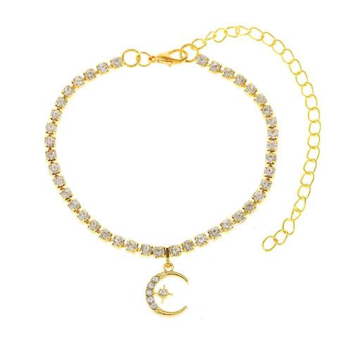 Zinc Alloy Anklet with 10cm extender chain plated fashion jewelry & with rhinestone nickel lead & cadmium free Length 21.2 cm Sold By PC