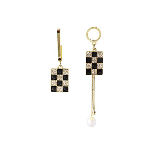 Asymmetric Earrings Zinc Alloy gold color plated fashion jewelry & with rhinestone golden nickel lead & cadmium free Sold By Pair