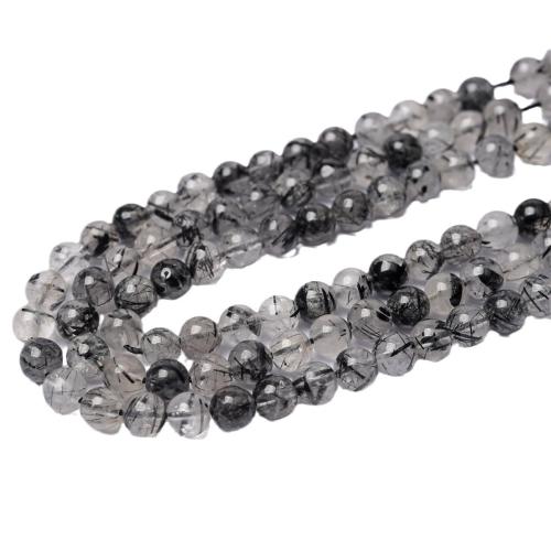 Natural Quartz Jewelry Beads Rutilated Quartz handmade DIY black Sold By Strand