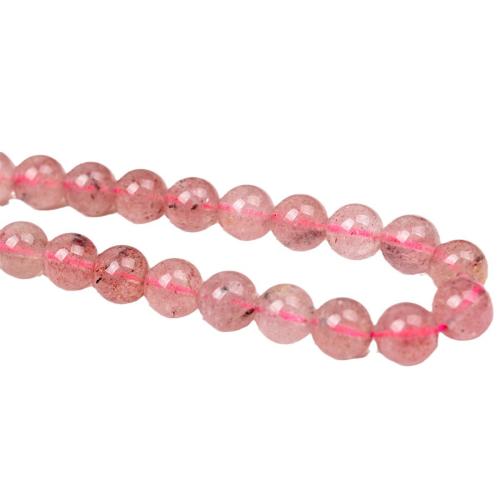 Natürlicher Quarz Perlen Schmuck, Strawberry Quartz, poliert, DIY & verschiedene Größen vorhanden, verkauft von Strang