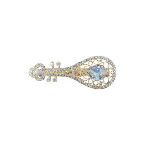 Bek Clips, Zinc Alloy, plated, voor vrouw & met strass, goud, 23x60mm, Verkocht door PC