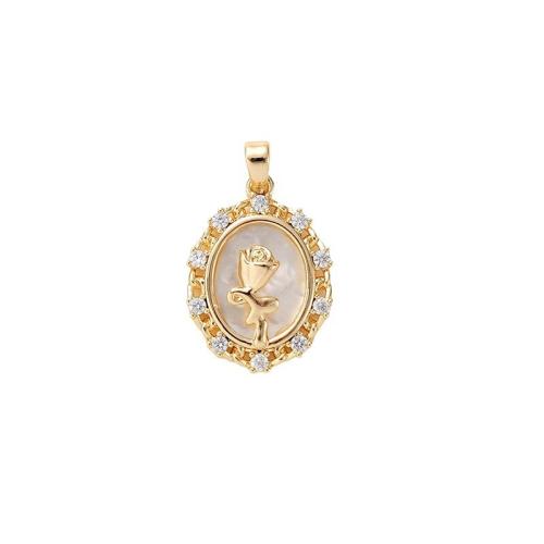 Cubic Zirconia Micro Pave Brass Pendant with Shell plated DIY & micro pave cubic zirconia Sold By PC