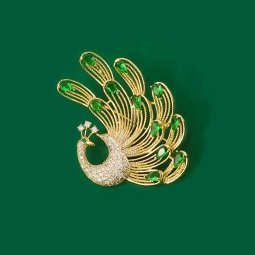 Zinc Alloy Brooches for woman & with rhinestone golden Sold By PC