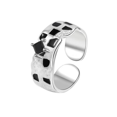 Brass Finger Ring plated Unisex & enamel platinum color Sold By PC