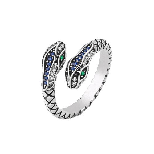 Kubieke Circonia Micro Pave Brass Ring, Messing, plated, micro pave zirconia & voor vrouw, zilver, Verkocht door PC