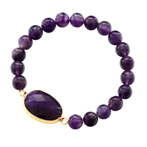 Bracelets quartz, améthyste, avec laiton, bijoux de mode & pour femme, violet, Longueur Environ 18 cm, Vendu par PC