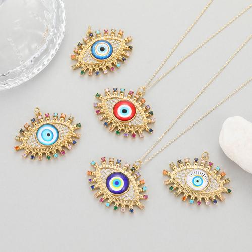 Evil Eye Hangers, Messing, DIY & micro pave zirconia & glazuur, meer kleuren voor de keuze, 32x38mm, Verkocht door PC