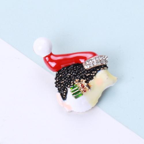 Zinc Alloy Brooch Hedgehog plated Christmas Design & cute & enamel & with rhinestone mixed colors nickel lead & cadmium free Sold By PC