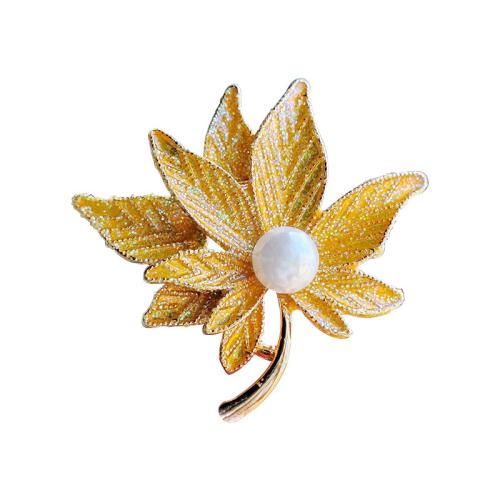 Zinc Alloy Brooches Flower plated fashion jewelry & enamel nickel lead & cadmium free Sold By PC