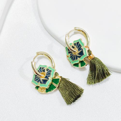 Zinc Alloy Drop Earrings with Caddice plated fashion jewelry & enamel green nickel lead & cadmium free Sold By Pair