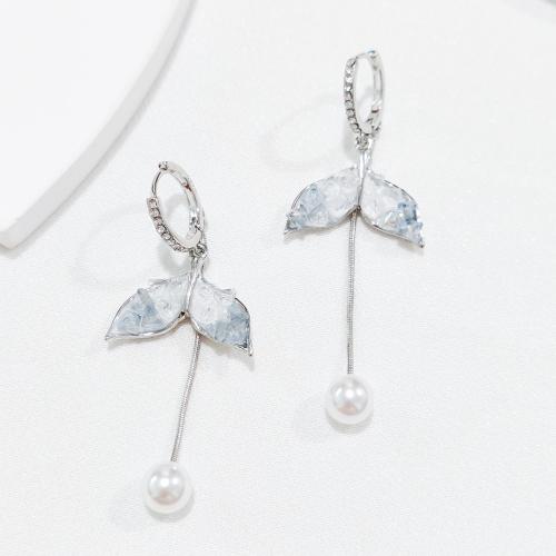 Sinc Alloy Earrings, le Crystal, dath airgid plated, jewelry faisin & le rhinestone, airgid, nicil, luaidhe & caidmiam saor in aisce, 24x67mm, Díolta De réir Péire