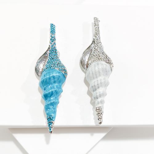 Zinc Alloy Brooches Conch plated fashion jewelry & enamel & with rhinestone nickel lead & cadmium free Sold By PC