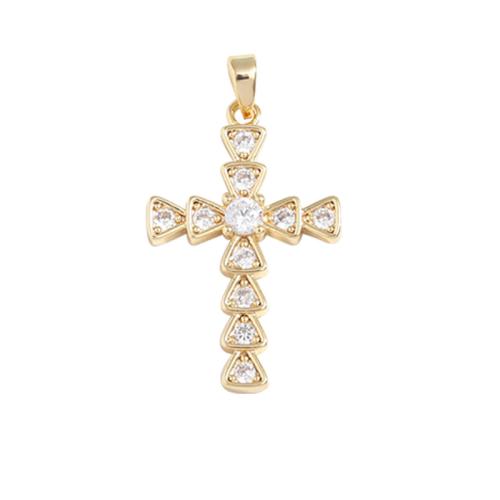 Cubic Zirconia Micro Pave Brass Pendant Cross plated DIY & micro pave cubic zirconia Sold By PC