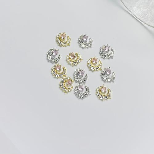 Zinc Alloy Connector plated DIY & micro pave cubic zirconia 14mm Sold By PC