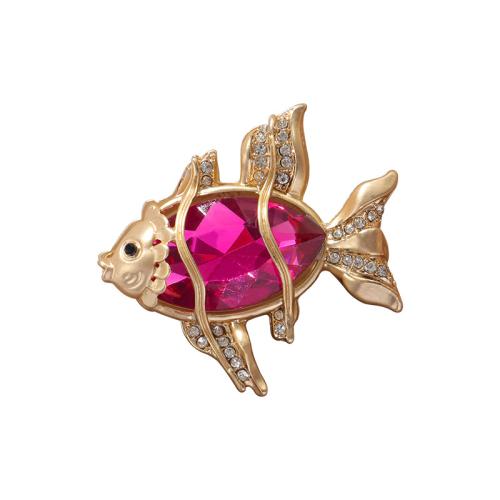 Zinc Alloy Brooches with Crystal Fish plated for woman & with rhinestone Sold By PC