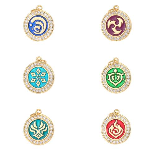 Cubic Zirconia Micro Pave Brass Pendant plated DIY & micro pave cubic zirconia & enamel Sold By PC