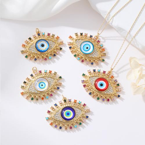 Evil Eye Pendants Brass plated DIY & micro pave cubic zirconia & epoxy gel Sold By PC