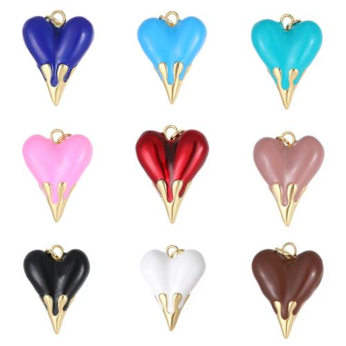 Brass Heart Pendants plated DIY & enamel Sold By PC