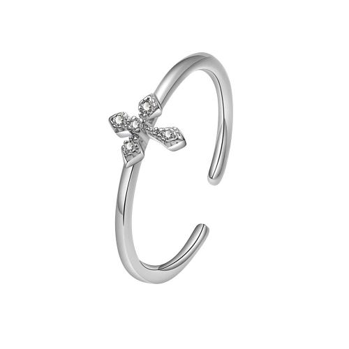 Cubi Circonia Micro Pave anello in ottone, placcato, Micro spianare cubic zirconia & per la donna, color platino, Venduto da PC