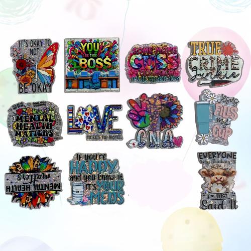 Acryl DIY Cartoon Patch, Afdrukken, verschillende grootte voor keus, meer kleuren voor de keuze, about:30-50mm, Ca 30pC's/Bag, Verkocht door Bag