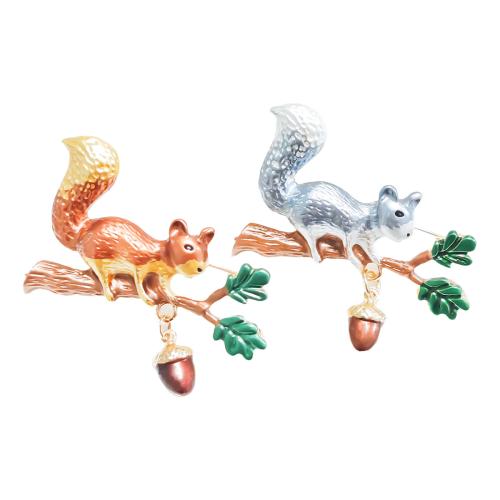 Zinc Alloy Brocher, Squirrel, forgyldt, mode smykker & emalje, flere farver til valg, nikkel, bly & cadmium fri, 50x44mm, Solgt af PC