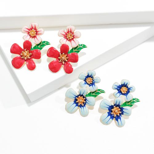 Zinc Alloy Brooches Flower plated fashion jewelry & enamel nickel lead & cadmium free Sold By PC