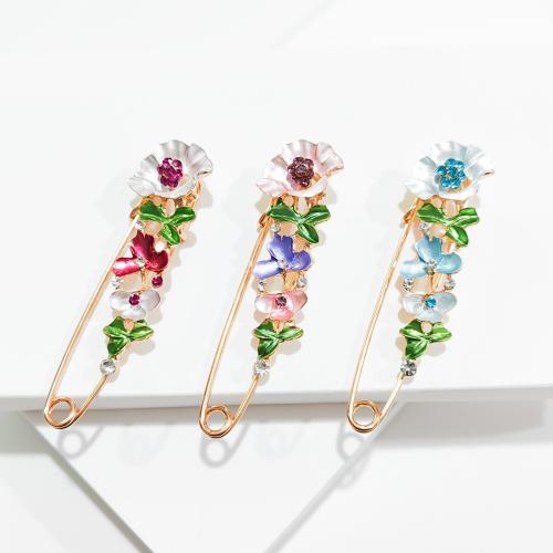 Zinc Alloy Safety Pin Bird plated fashion jewelry & enamel & with rhinestone nickel lead & cadmium free Sold By PC