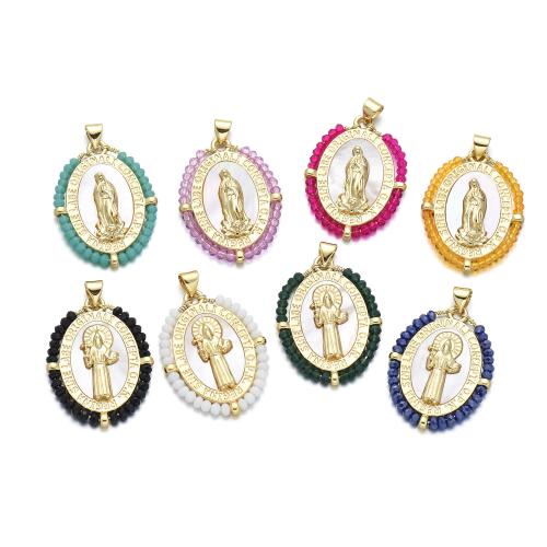 Brass Jewelry Pendants with Shell & Crystal plated DIY Sold By PC