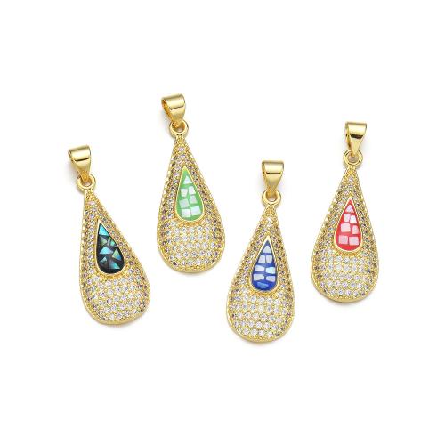 Cubic Zirconia Micro Pave Brass Pendant with Shell plated DIY & micro pave cubic zirconia & enamel Sold By PC