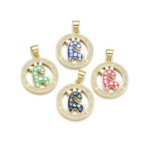 Cubic Zirconia Micro Pave Brass Pendant with Shell plated DIY & micro pave cubic zirconia & enamel Sold By PC