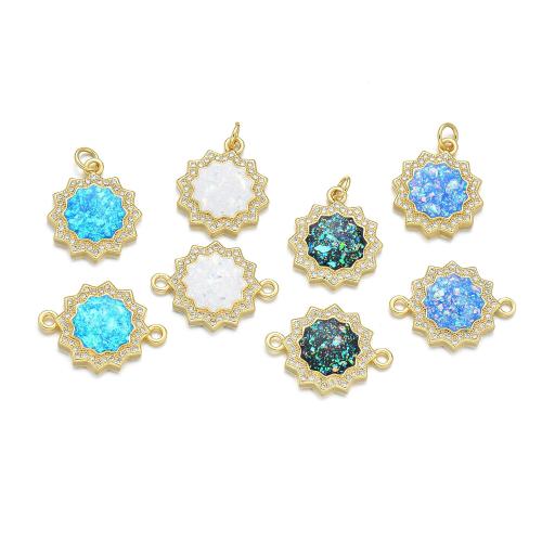 Cubic Zirconia Micro Pave Brass Pendant with Opal plated DIY & micro pave cubic zirconia Sold By PC