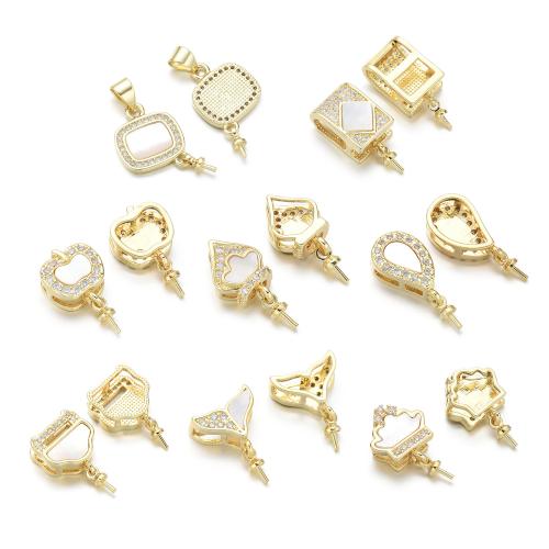 Brass Peg Bail with Shell plated DIY & micro pave cubic zirconia gold Sold By PC