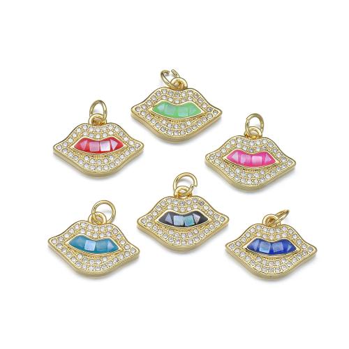 Cubic Zirconia Micro Pave Brass Pendant with Shell Lip plated DIY & micro pave cubic zirconia & enamel Sold By PC