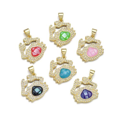 Cubic Zirconia Micro Pave Brass Pendant with Shell Crab plated DIY & micro pave cubic zirconia & enamel Sold By PC