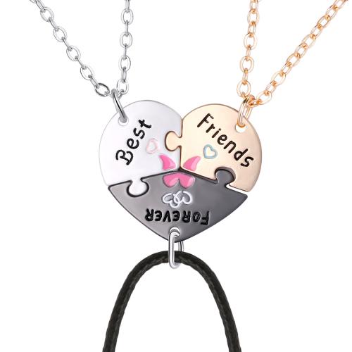 Zinc Alloy Jewelry Necklace with Wax Cord plated three pieces & Unisex & enamel Sold By Set