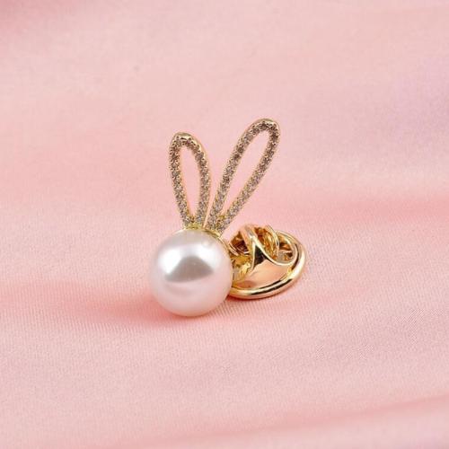 Zinc Alloy Brooches with Plastic Pearl plated for woman & with rhinestone golden Sold By PC