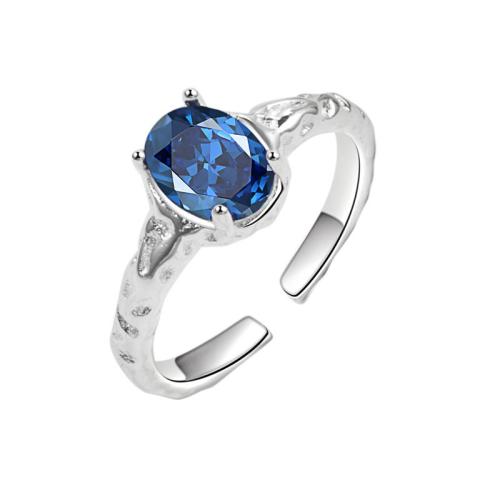 Kubieke Circonia Micro Pave Brass Ring, Messing, plated, micro pave zirconia & voor vrouw, platina kleur, Verkocht door PC