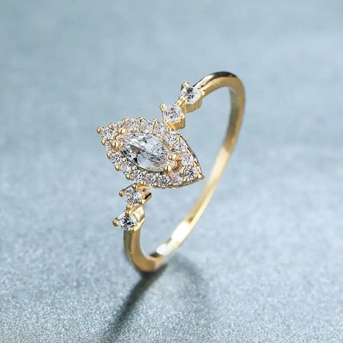 Brass Finger Ring Horse Eye gold color plated & micro pave cubic zirconia & for woman US Ring Sold By PC