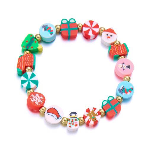 argile de polymère bracelet, fait à la main, Conception de Noël & bijoux de mode & styles différents pour le choix & pour femme, multicolore, Longueur Environ 18 cm, Vendu par PC