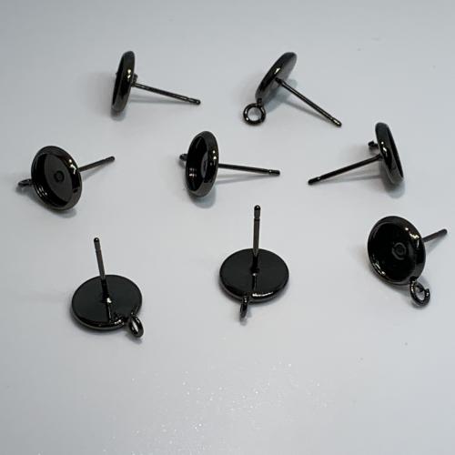 Brass Earring Stud Component gun black plated DIY Approx Sold By Bag