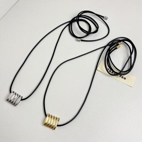 Zinc Alloy Sweater Chain Necklace with leather cord fashion jewelry & for woman Length Approx 115 cm Sold By PC