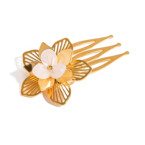 Decorative Hair Combs 304 Stainless Steel with Resin fashion jewelry & for woman golden Sold By PC