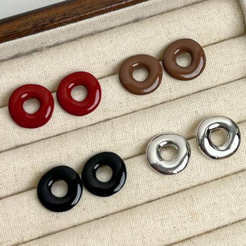 Zinc Alloy Stud Earring fashion jewelry & for woman & enamel diameter 15mm Sold By Pair